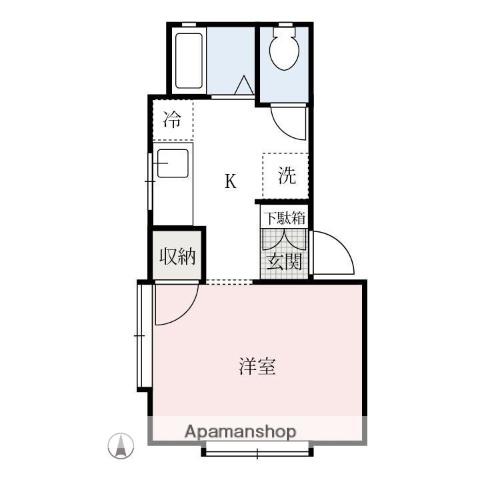 モンパレス安中第5 4号館(ワンルーム/1階)の間取り写真