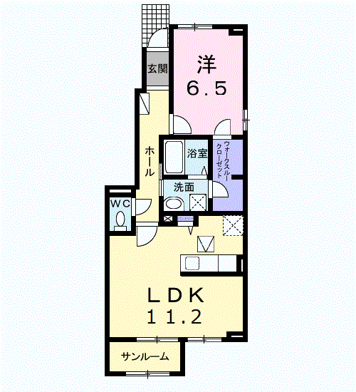 サンリットハイツ K Ⅰ(1LDK/1階)の間取り写真