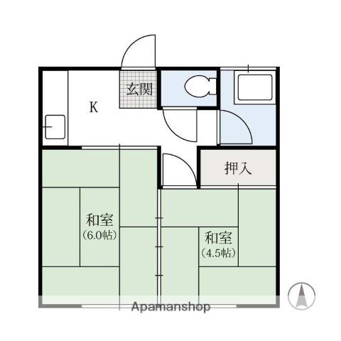 ハイツ岡田(2K/2階)の間取り写真