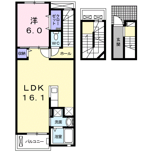 ネオ ファミール(1LDK/3階)の間取り写真