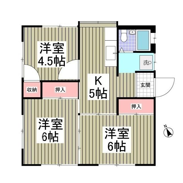 下佐野第一コーポ(3K/1階)の間取り写真