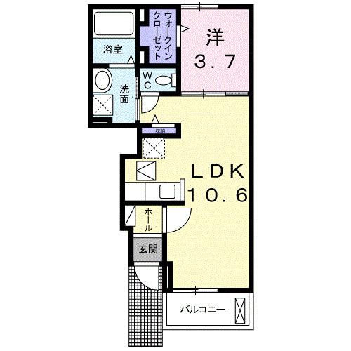グラジオラス Ⅱ(1LDK/1階)の間取り写真