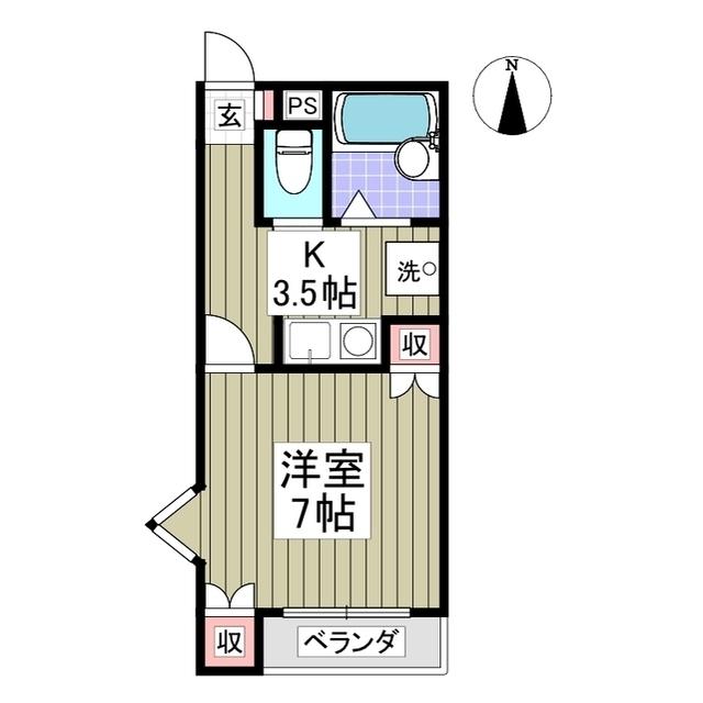 ジャストハイツB(1K/1階)の間取り写真