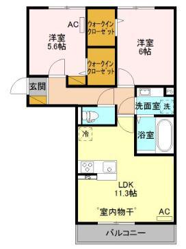 シュシュポルト(2LDK/2階)の間取り写真