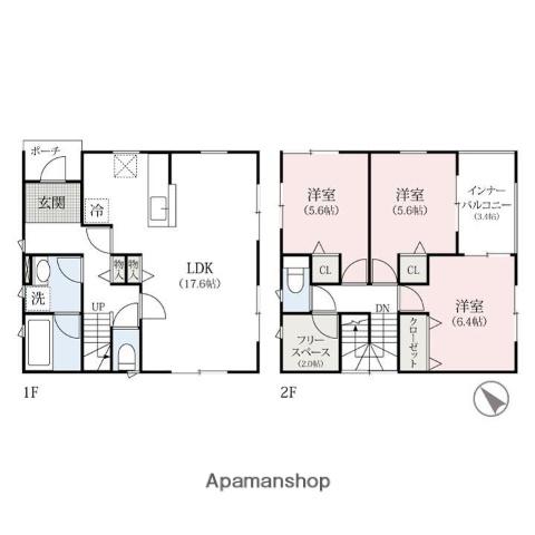高崎線 新町駅(群馬) 徒歩7分 2階建 築5年(3SLDK)の間取り写真
