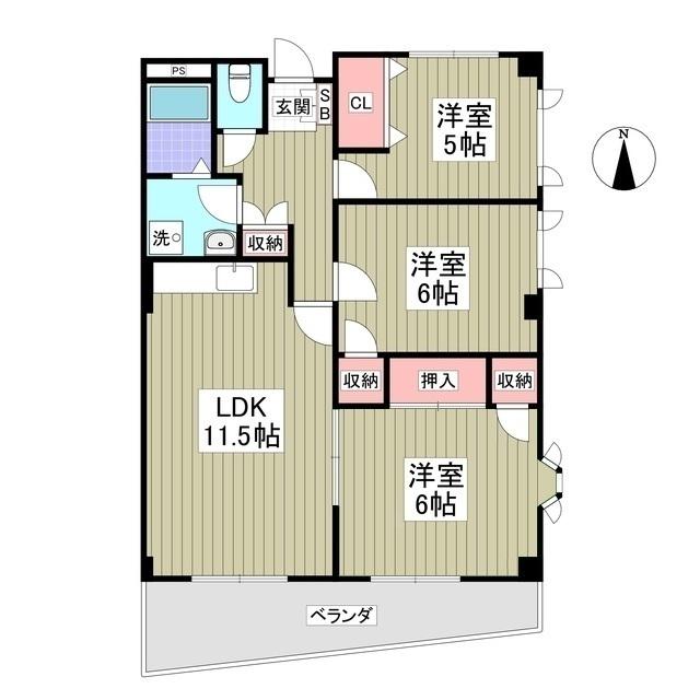 ラ・ディファンスミキ(3LDK/2階)の間取り写真