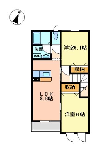 シャトー・カルム(2LDK/2階)の間取り写真