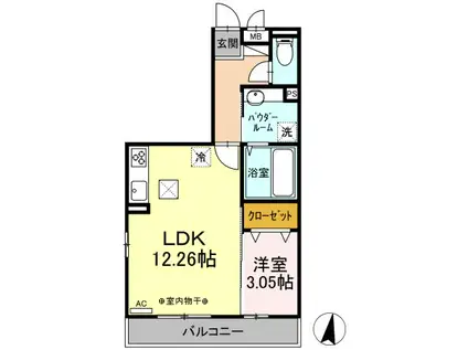 D-ROOM倉賀野町(1LDK/1階)の間取り写真