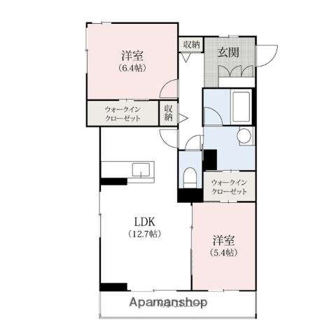 オルセーヌ(2LDK/2階)の間取り写真