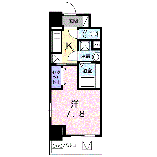グランシャトル 高崎(1K/8階)の間取り写真