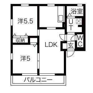 ハイツR&N A(2LDK/2階)の間取り写真