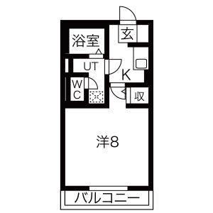 ボナールアークA(1K/1階)の間取り写真