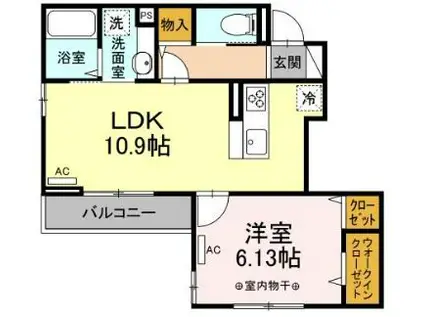 コンフォート下小鳥(1LDK/2階)の間取り写真