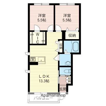 ブリリアント(2LDK/1階)の間取り写真