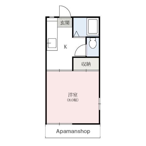 ハイツネフェルティティAB(1K/2階)の間取り写真