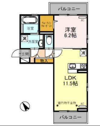 プライムアート(1LDK/3階)の間取り写真