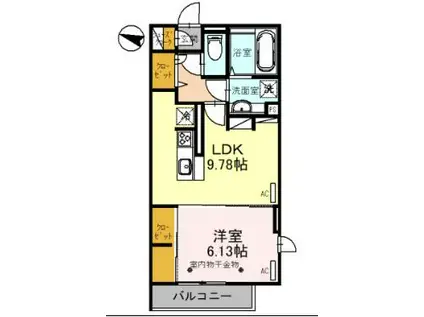 D-ROOM和田町(1LDK/3階)の間取り写真