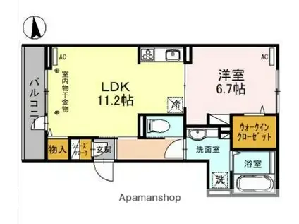 フェリーチェTAKASAKI(1LDK/3階)の間取り写真