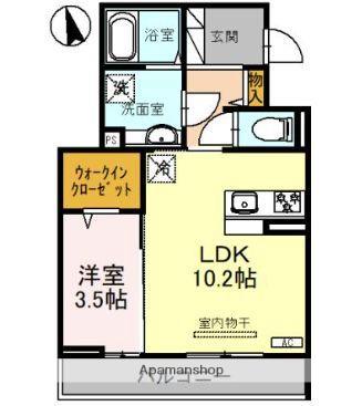 ラルジュ飯塚(1LDK/2階)の間取り写真