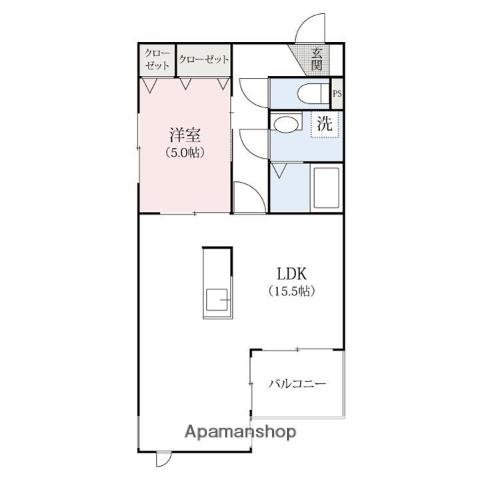 コートヒルズ高崎(1LDK/1階)の間取り写真