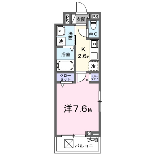 TAKASAKITOTTOSⅦ(1K/3階)の間取り写真