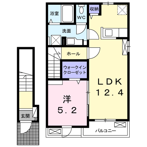 インテルメッツォ北藤Ⅱ(1LDK/2階)の間取り写真