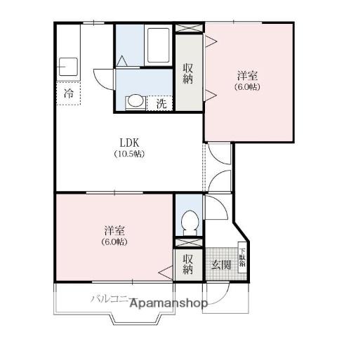 ダジュールA・B棟(2LDK/1階)の間取り写真