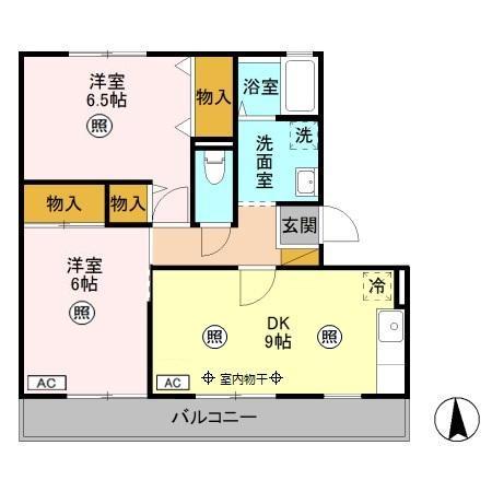 ルビナスⅢ(2LDK/3階)の間取り写真