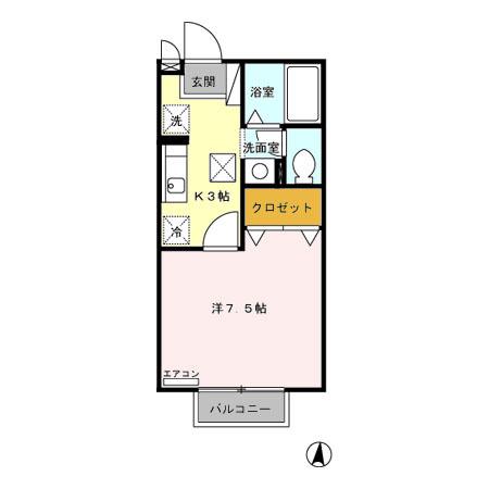 ルーチェ A/B(1K/1階)の間取り写真