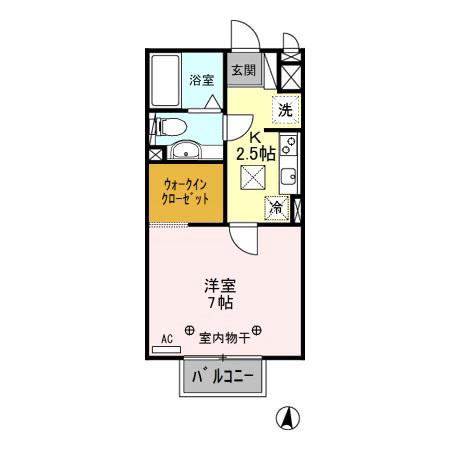 パルハイム2003A/B/C(1K/1階)の間取り写真