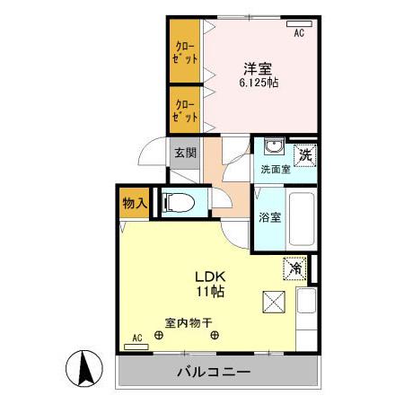 レーブ中泉(1LDK/1階)の間取り写真