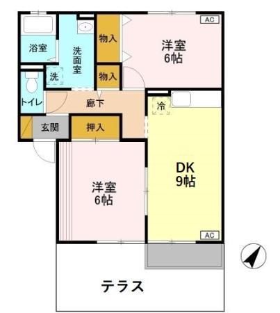 ビュークレスト C(2LDK/1階)の間取り写真