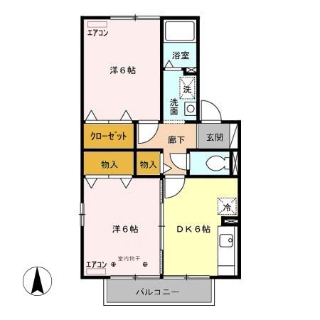 セトルセブンA/B(2DK/2階)の間取り写真