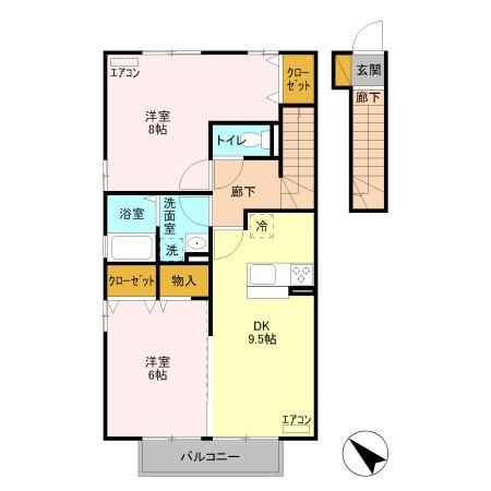 ブレアA(2DK/2階)の間取り写真