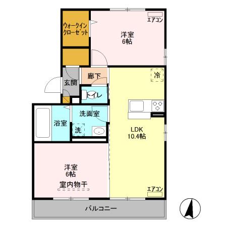 グランメールZEN(2LDK/3階)の間取り写真