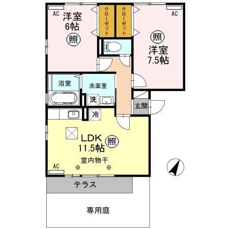 リビングタウン双葉A・B棟(2LDK/1階)の間取り写真