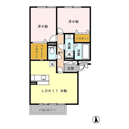 リバーサイド・K(2LDK/3階)の間取り写真