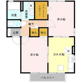 ニューポワール A/B/C(2DK/1階)の間取り写真