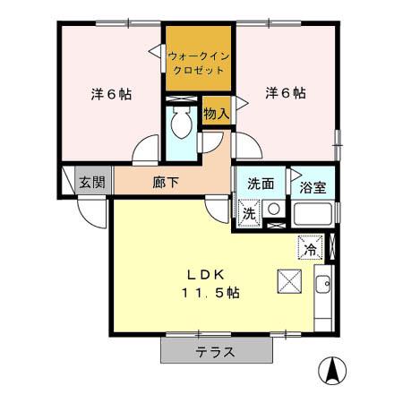 ブリエ アージュ Ⅰ/Ⅱ/Ⅲ/Ⅳ(2LDK/1階)の間取り写真