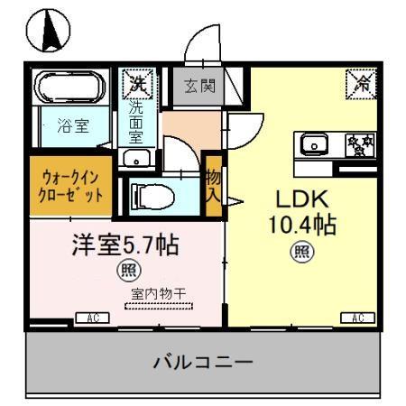 パークサイドグリーン(1LDK/2階)の間取り写真