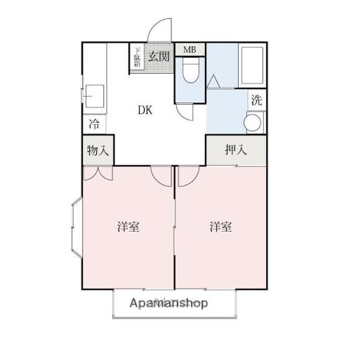 ルミネミワⅡ(2DK/1階)の間取り写真