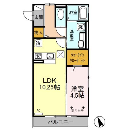 メゾン・ドゥ・ボヌール(1LDK/1階)の間取り写真