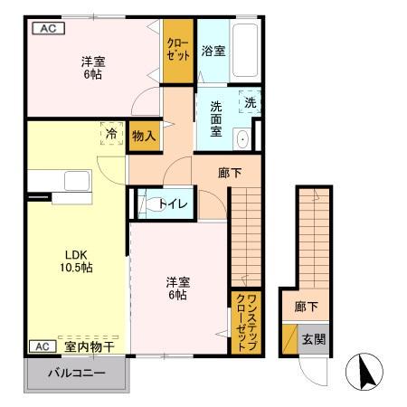 フローレス(2LDK/2階)の間取り写真