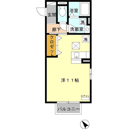 ルミエール和田橋(ワンルーム/1階)の間取り写真