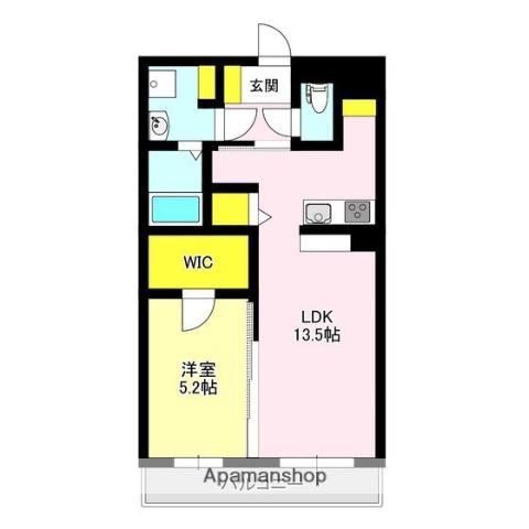 エクセルスクエアレジデンス(1LDK/1階)の間取り写真