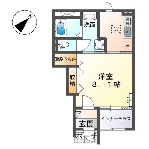 ローズテラス八千代(1K/1階)の間取り写真