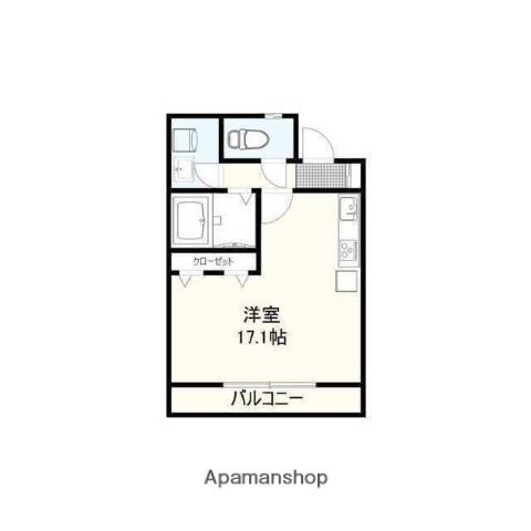 FIORE棟高(ワンルーム/1階)の間取り写真
