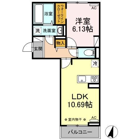 サラ スリール(1LDK/2階)の間取り写真