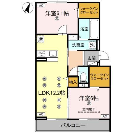 コンフォート若松(2LDK/3階)の間取り写真