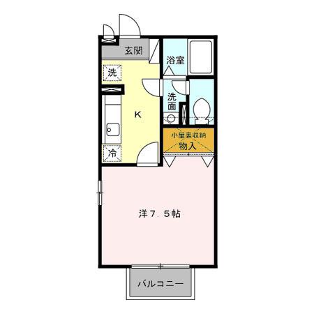 クレアール(1K/2階)の間取り写真